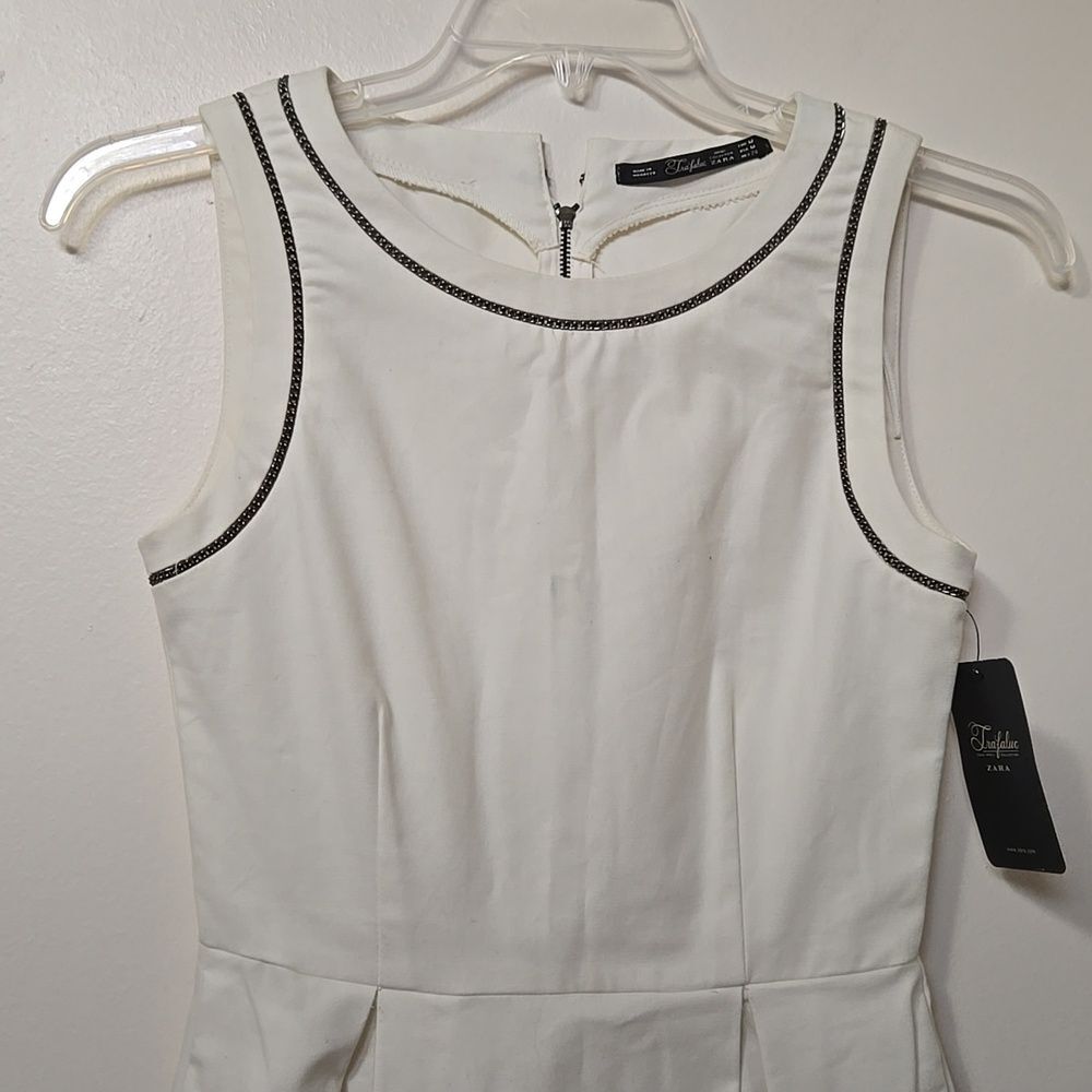 Zara TRAFALUC White Mini Pencil Dress Sleeveless Romantic Minimalist Size M NWT - Picture 4 of 7